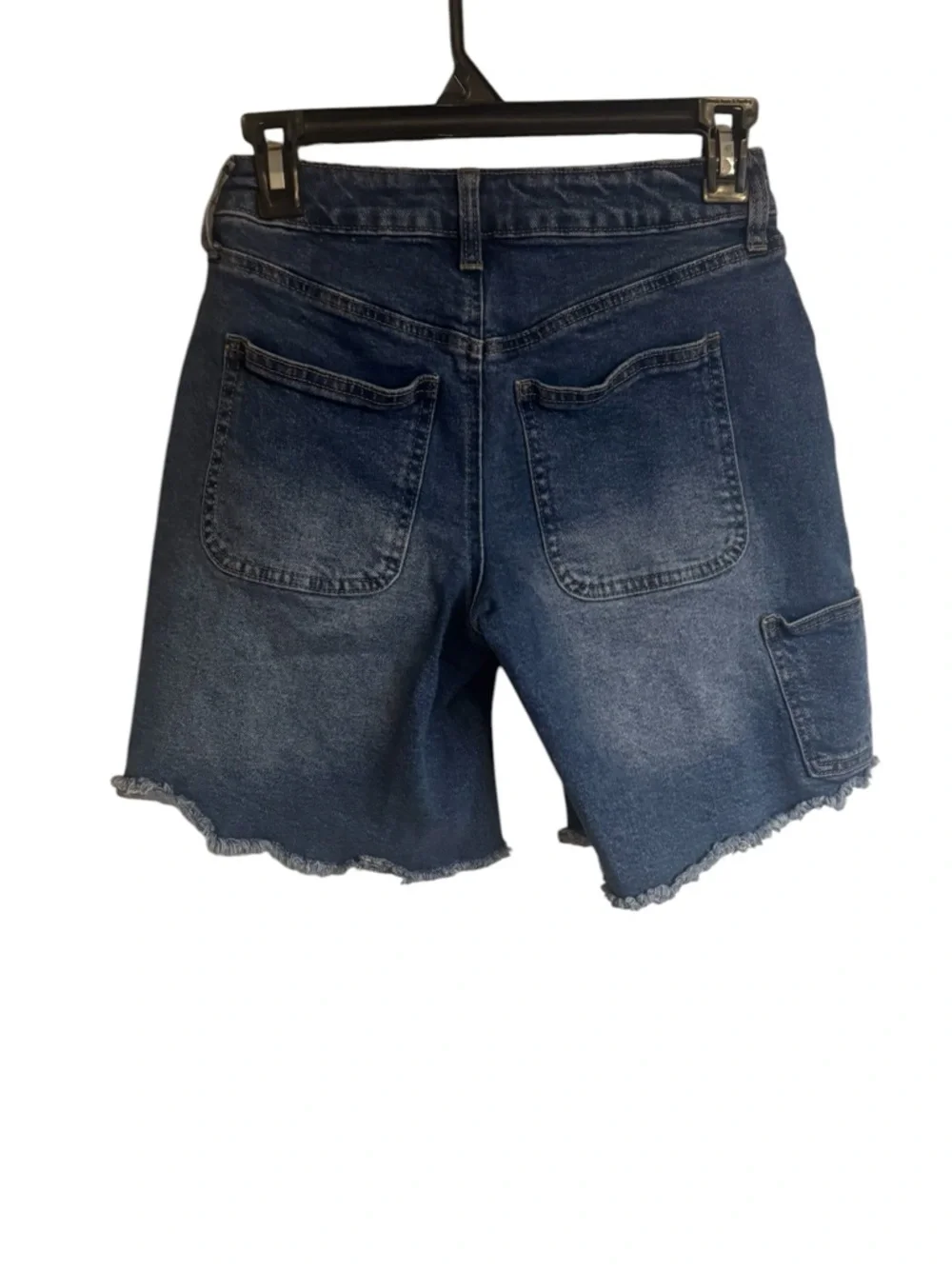 Mid-Blue Frayed Hem Jean Shorts SIZE: 0 #F - Picture 4 of 7